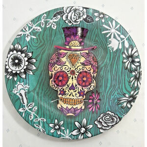 208PARK Dining DAY OF THE DEAD Sugar Skull Dinner Plate Halloween Melamine 11in